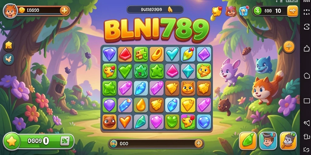 Screenshot utama BNI789 menunjukkan gameplay seru Match-3.