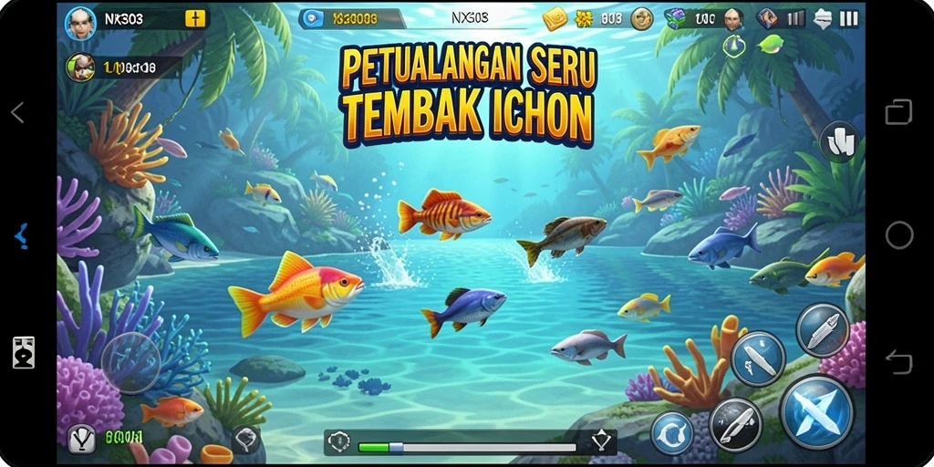 Tampilan gameplay menembak ikan yang seru dan menantang.