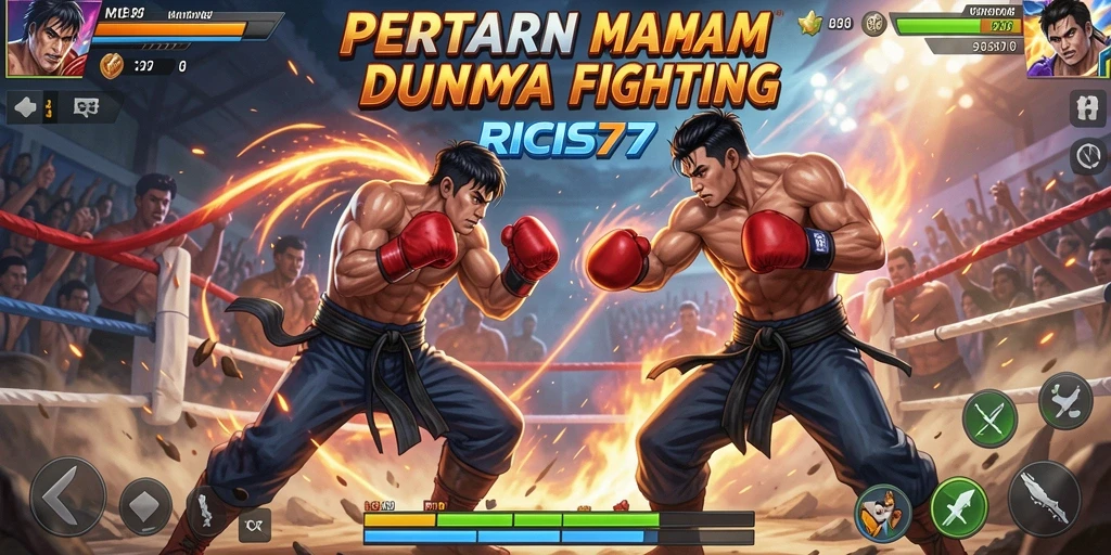 Screenshot RICIS77 menampilkan karakter dalam pertarungan epik.