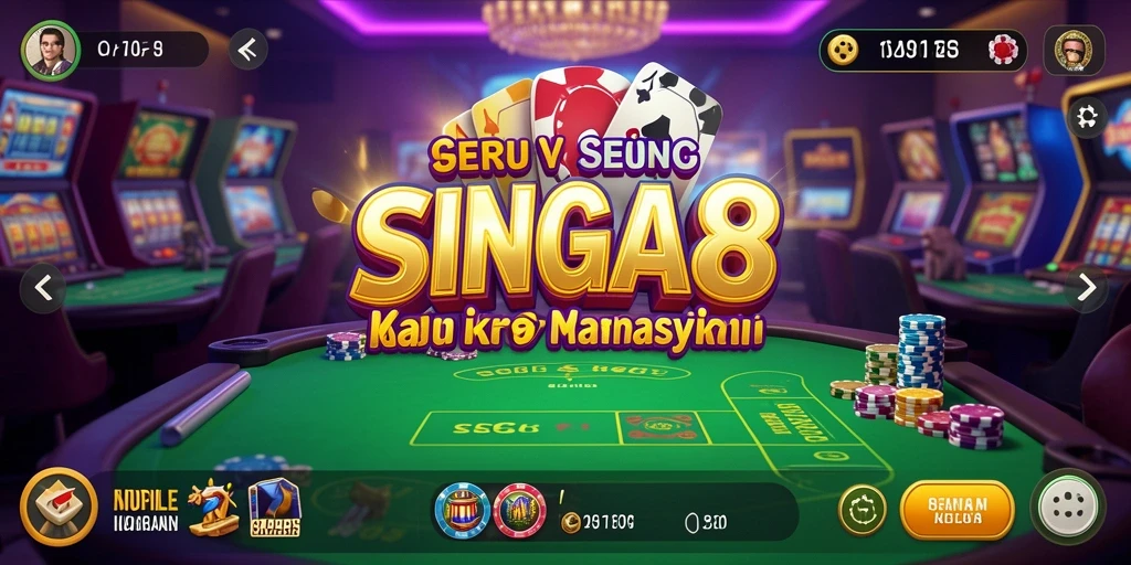 Tampilan gameplay utama SINGA8 dengan suasana kasino yang realistis.