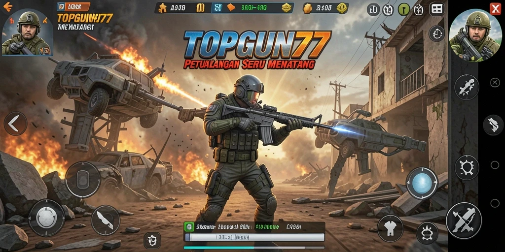 Tampilan gameplay seru di dunia petualangan TOPGUN77.
